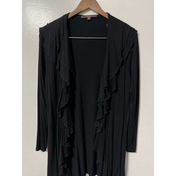 Y2K Black Goth Fairy Ruffle frilly Cardigan Large Whimsigoth Fairygrunge Soft - Picture 12 of 14